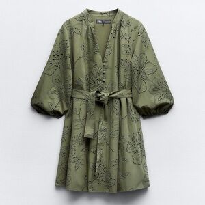 Zara | Open work embroidery dress